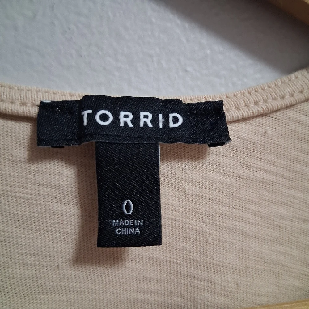 Torrid Crepe Open Balloon Sleeve Top Cardigan Oatmeal Beige Size 0 / Large - Picture 2 of 6